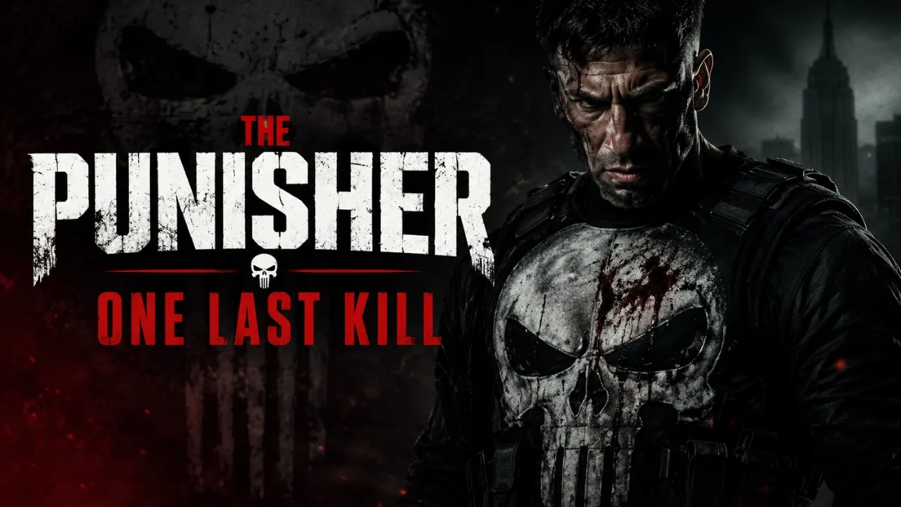 The Punisher standing in the shadows with the title One Last Kill